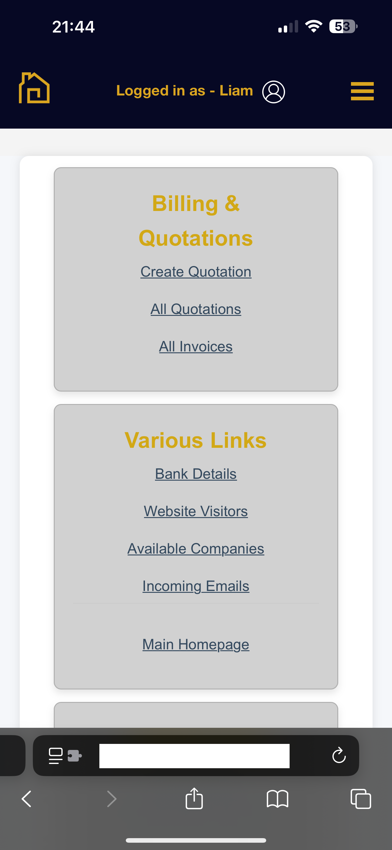 Original NXPortal dashboard