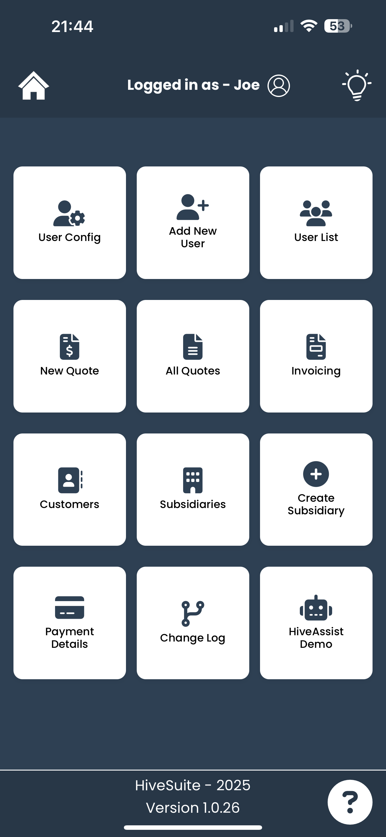 HiveSuite 1.0 dashboard