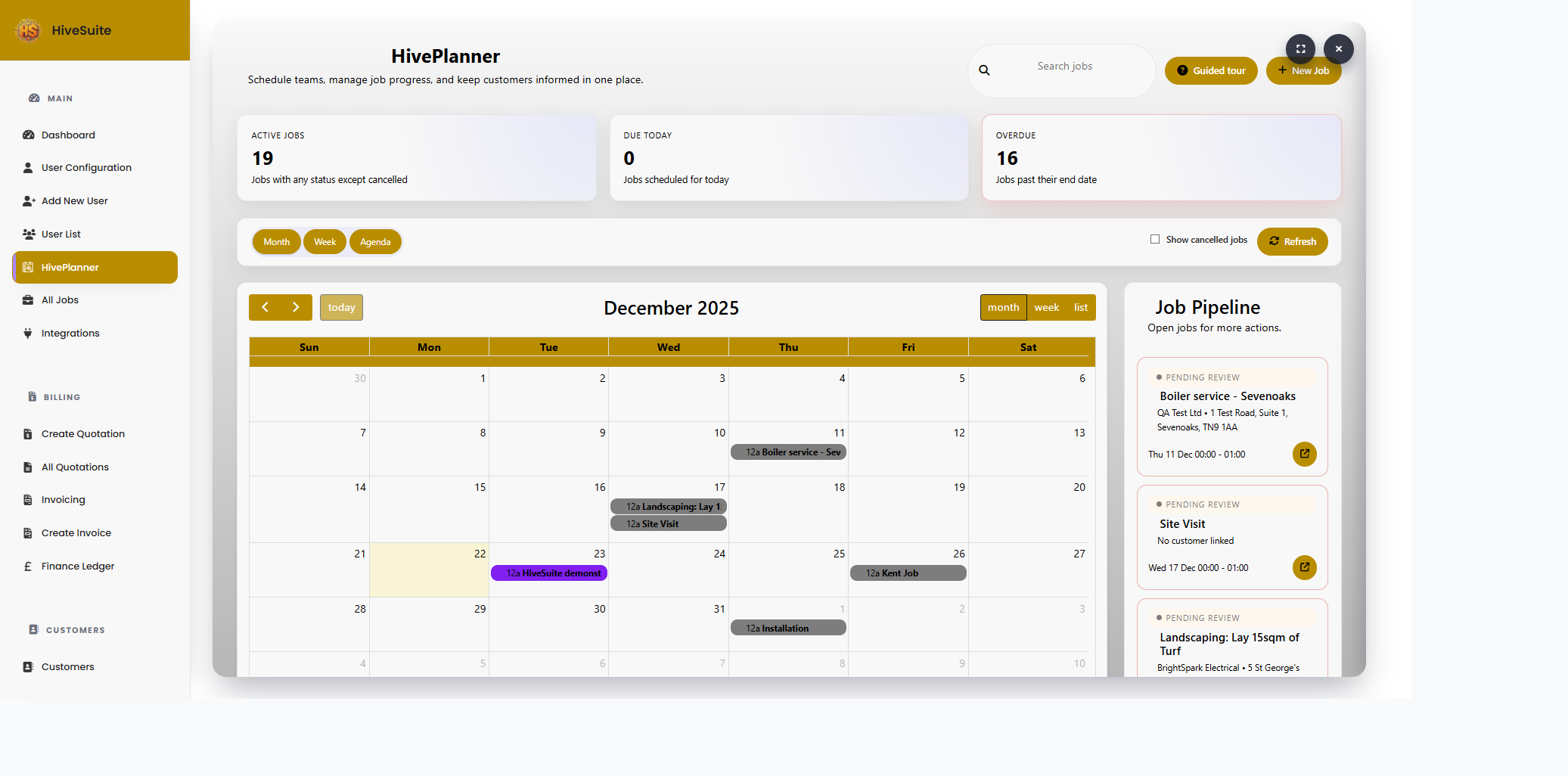 HivePlanner drag-and-drop calendar for scheduling event deliveries
