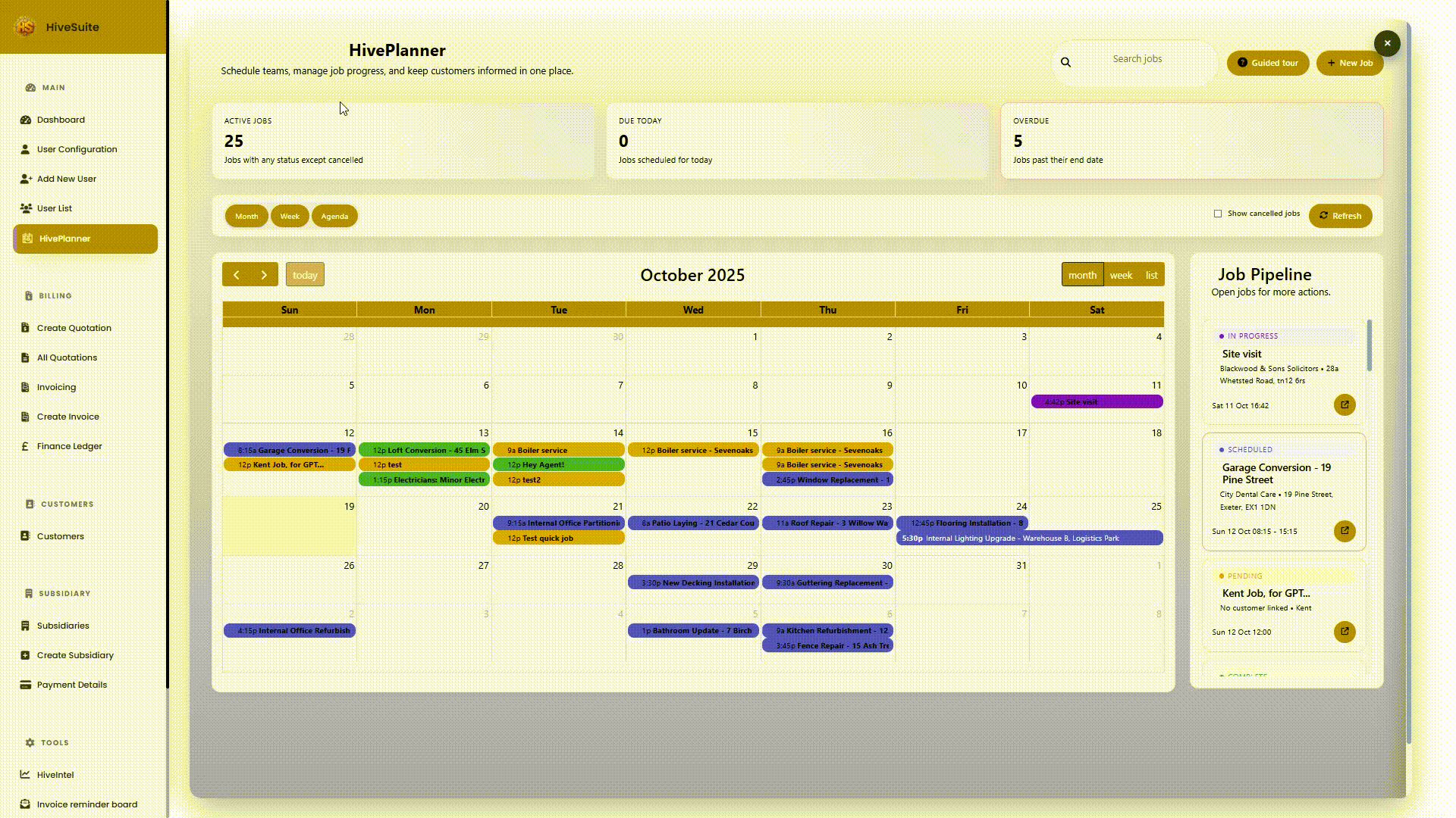 HivePlanner drag-and-drop scheduling interface with real-time synchronisation